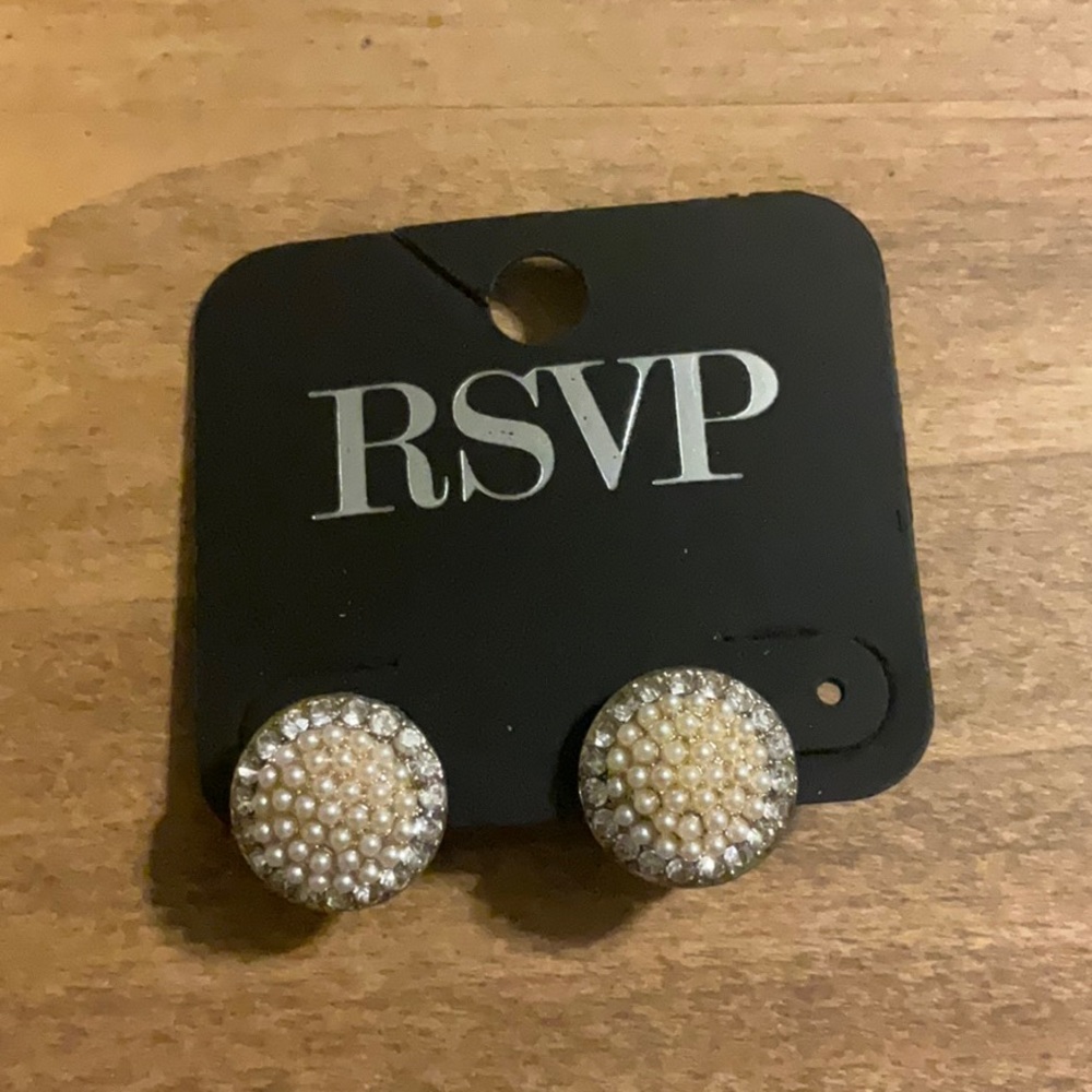 RSVP Pearl and Rhinestone Circle Pierced Earrings